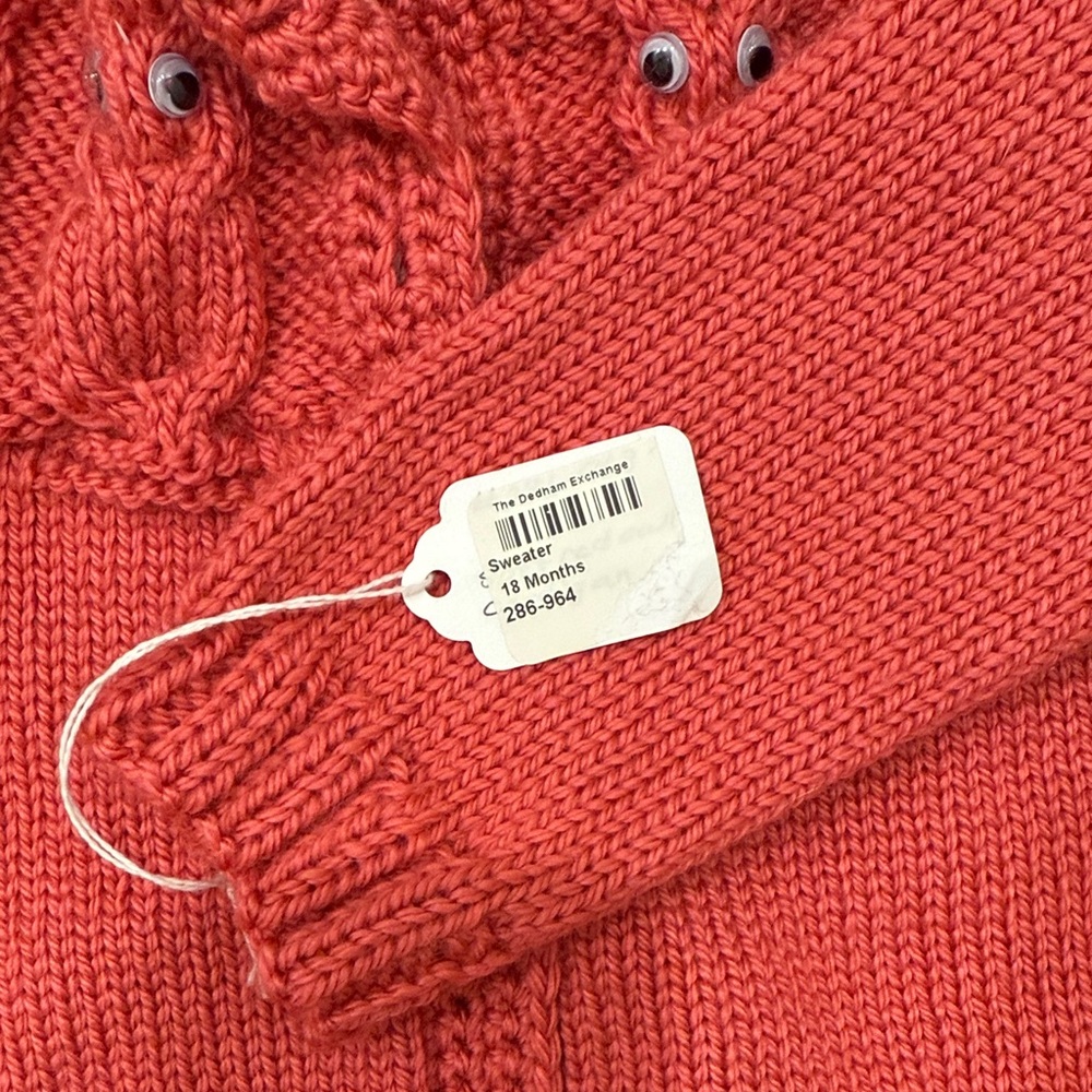 Red Knit Cardigan with Owl Design - Picture 3 of 3